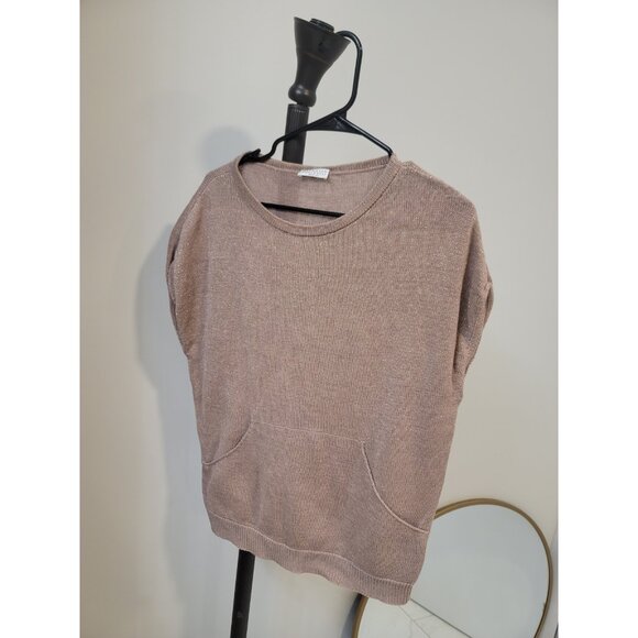 Brunello Cucinelli Women’s Round Neck Knitted Sweater Small Loose Vest Beige